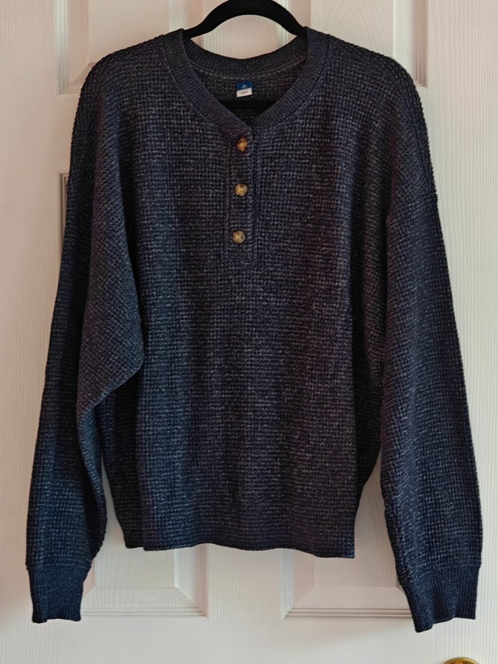 OLD NAVY Oversized Cozy Waffle Henley Top Blue Size XL Tall